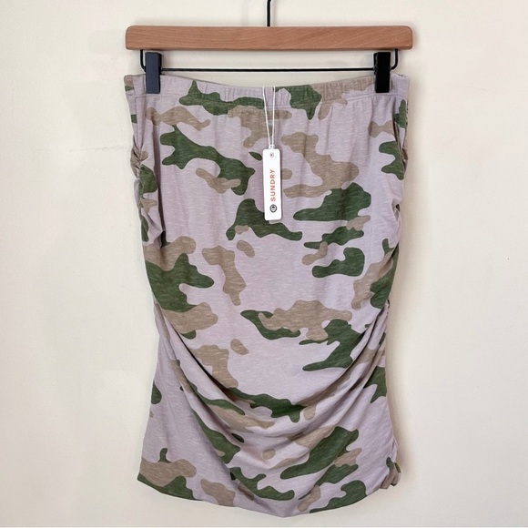 NWT Sundry Ruched Camo Mini Skirt - Picture 1 of 11